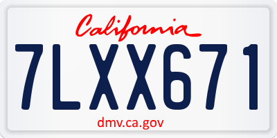 CA license plate 7LXX671