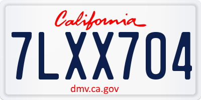 CA license plate 7LXX704