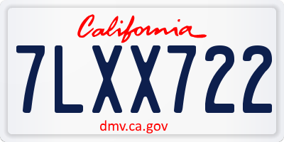 CA license plate 7LXX722