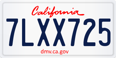 CA license plate 7LXX725