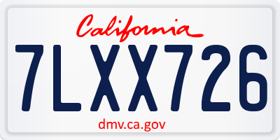 CA license plate 7LXX726