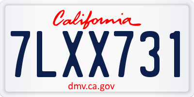 CA license plate 7LXX731