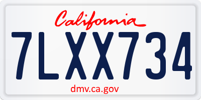 CA license plate 7LXX734