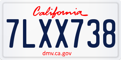 CA license plate 7LXX738