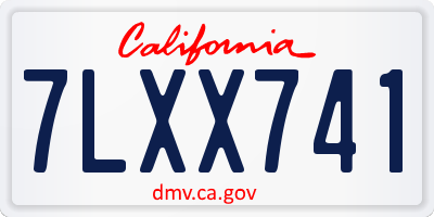 CA license plate 7LXX741