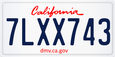 CA license plate 7LXX743