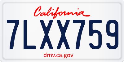 CA license plate 7LXX759