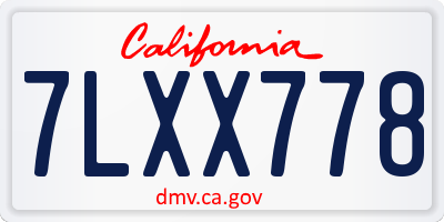 CA license plate 7LXX778