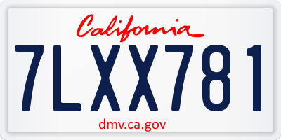 CA license plate 7LXX781