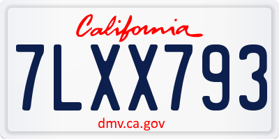 CA license plate 7LXX793