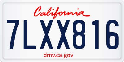CA license plate 7LXX816