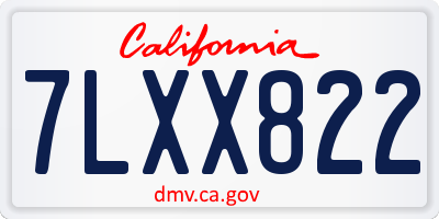 CA license plate 7LXX822