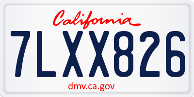 CA license plate 7LXX826