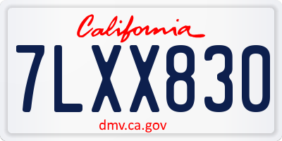 CA license plate 7LXX830