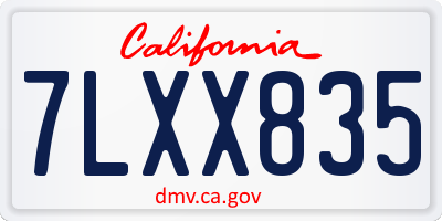 CA license plate 7LXX835