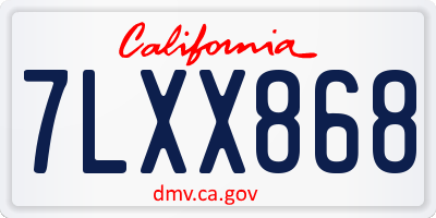 CA license plate 7LXX868