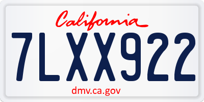 CA license plate 7LXX922