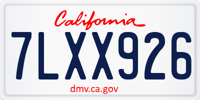 CA license plate 7LXX926