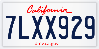 CA license plate 7LXX929
