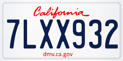 CA license plate 7LXX932
