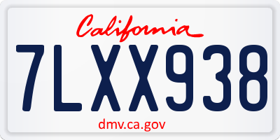 CA license plate 7LXX938