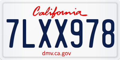 CA license plate 7LXX978