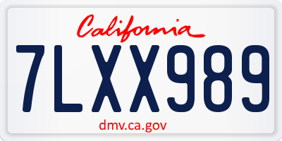 CA license plate 7LXX989