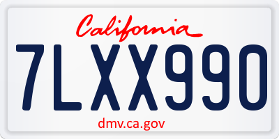 CA license plate 7LXX990