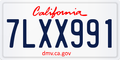 CA license plate 7LXX991