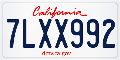 CA license plate 7LXX992