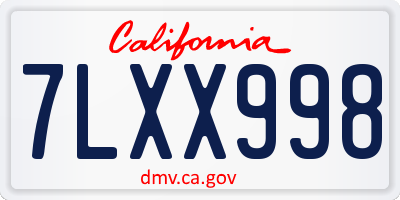 CA license plate 7LXX998