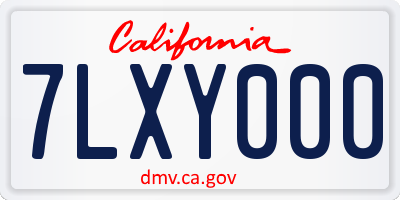 CA license plate 7LXY000
