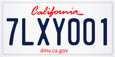CA license plate 7LXY001