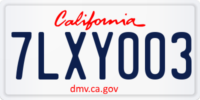 CA license plate 7LXY003