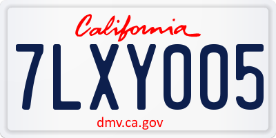 CA license plate 7LXY005