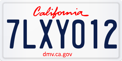 CA license plate 7LXY012