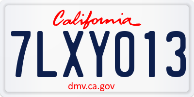 CA license plate 7LXY013