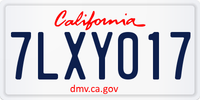 CA license plate 7LXY017