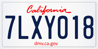 CA license plate 7LXY018