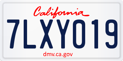 CA license plate 7LXY019
