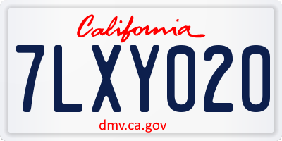 CA license plate 7LXY020