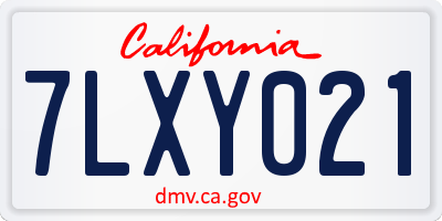CA license plate 7LXY021