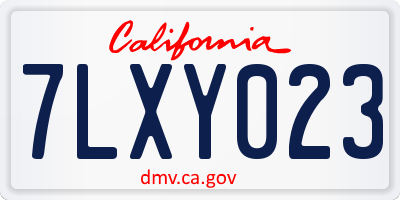 CA license plate 7LXY023