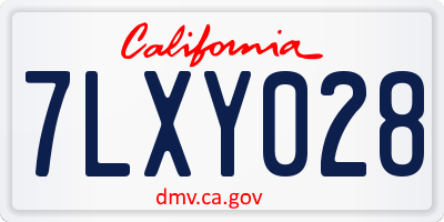 CA license plate 7LXY028