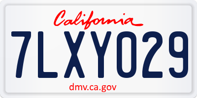 CA license plate 7LXY029