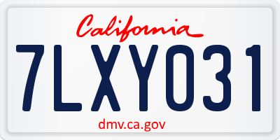 CA license plate 7LXY031