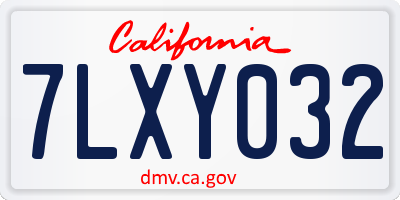 CA license plate 7LXY032