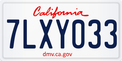 CA license plate 7LXY033