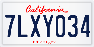 CA license plate 7LXY034