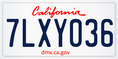 CA license plate 7LXY036